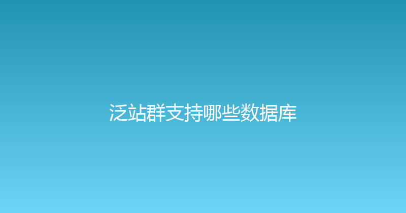 泛站群支持哪些数据库 封面图